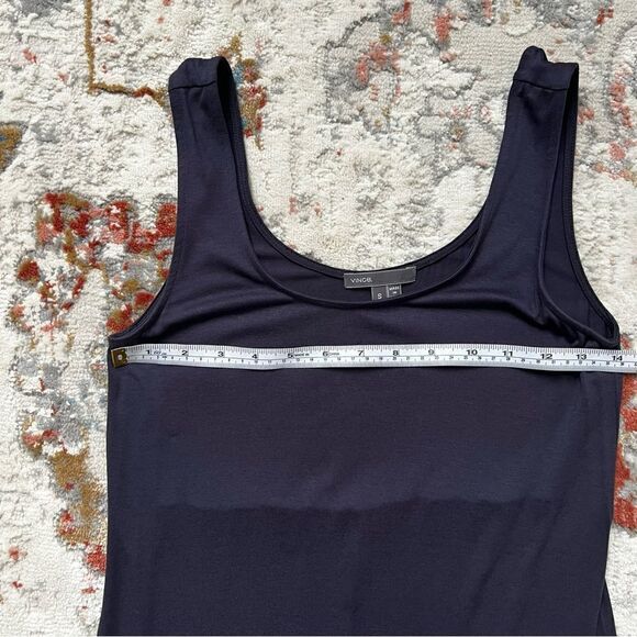Vince Sleeveless Tank Dress Scoop Neck Navy Midi Jersey Knit Viscose Size Small - Picture 6 of 9